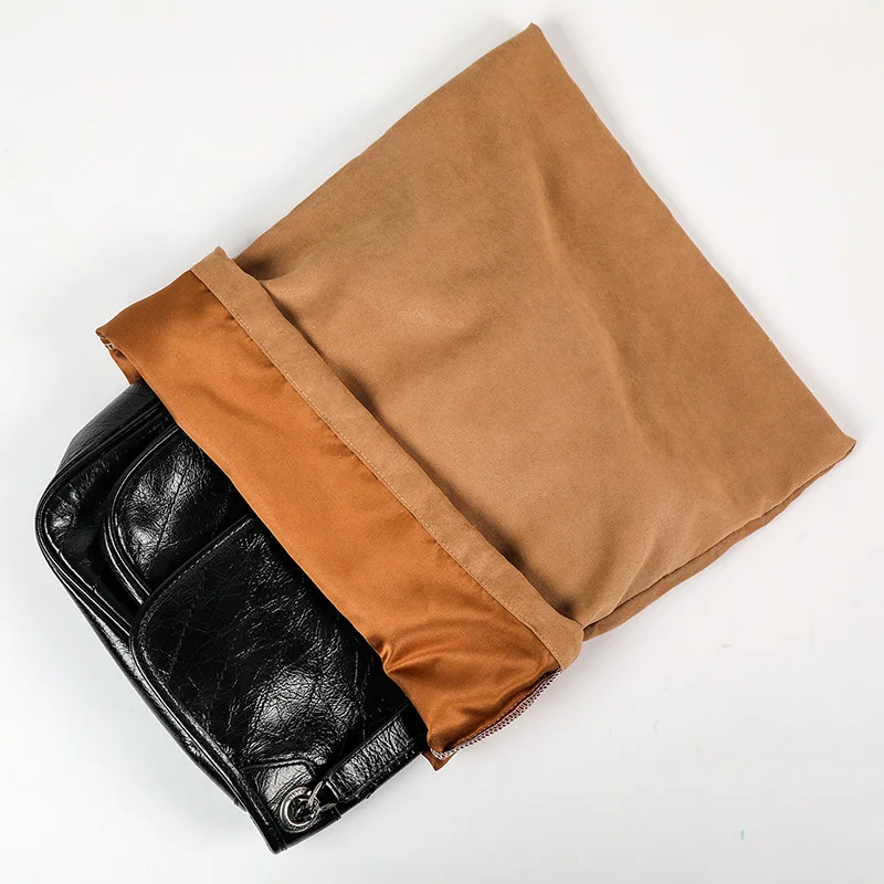 DINYAO Khaki White Flannel Suede Travel Drawstring Pouch Soft Fabric Storage Bag Dust Bags for Luxury Handbags and Shoes 6
