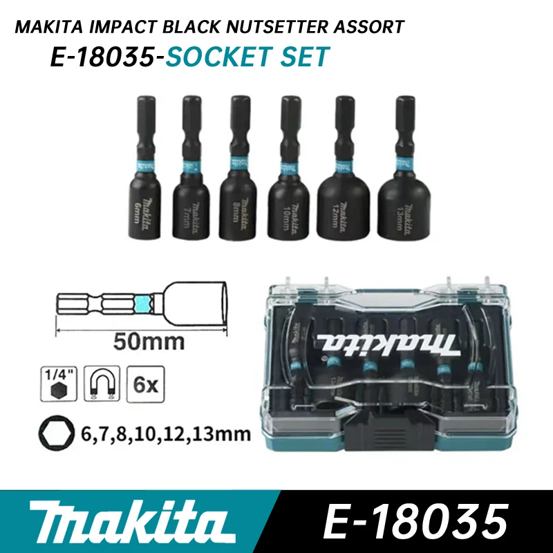 Makita Power Nut Driver Drill Bit Set Codolo Esagonale Esagono Dado Presa 1/4 "Vite Metrica Presa Set Adattatore Punta Da Trapano E-18035