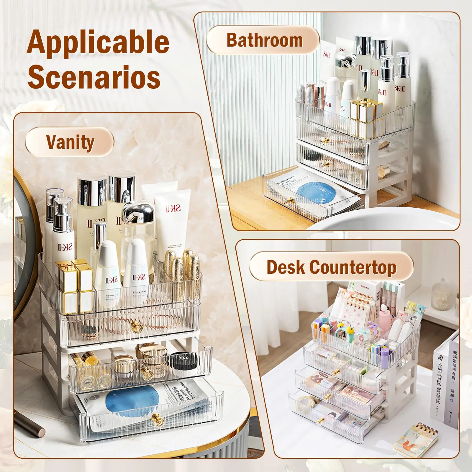 Luxury Drawer Makeup Storage Box Large Cosmetic Case Acrylic Jewelry Lipstick Storage Box Vanity Countertops Makeup Organizer 6