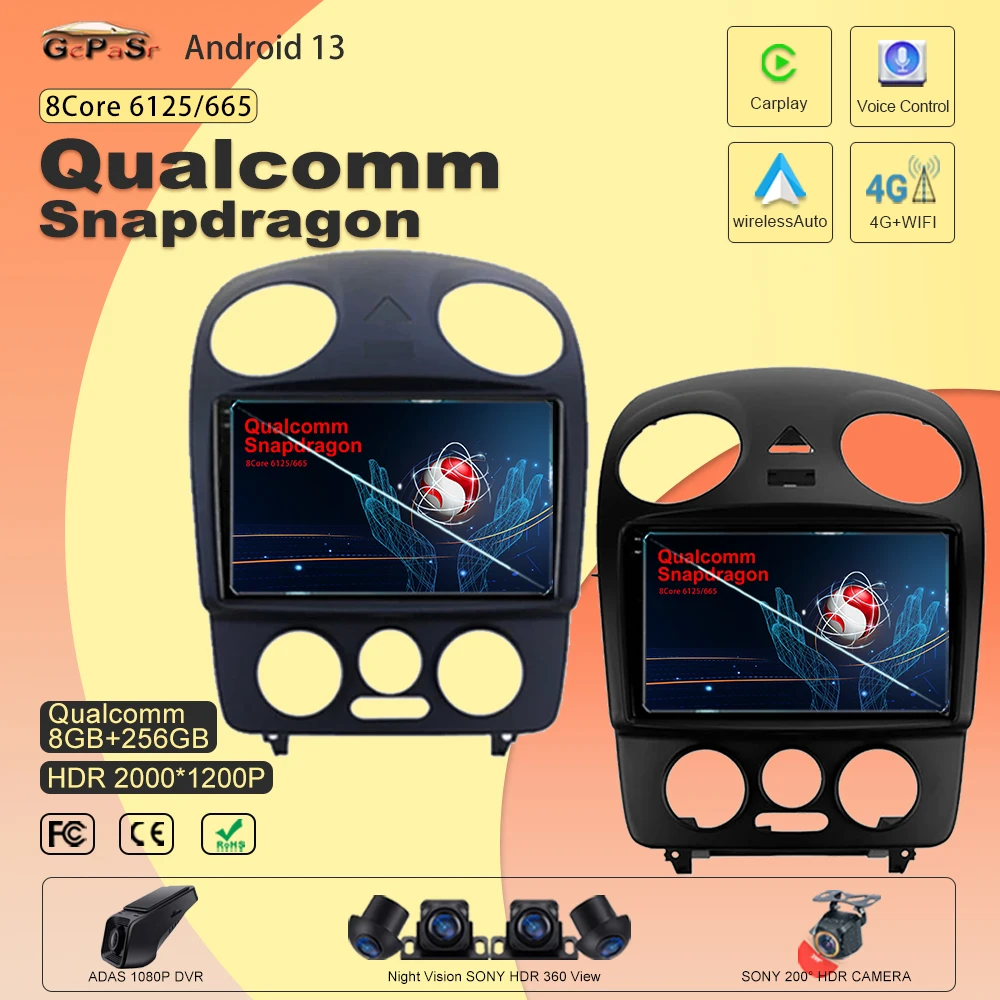 

Мультимедийный видеоплеер Qualcomm Snapdragon для Volkswagen Beetle A4 2002 -2011 Android 13 стерео Bluetooth Навигация стерео