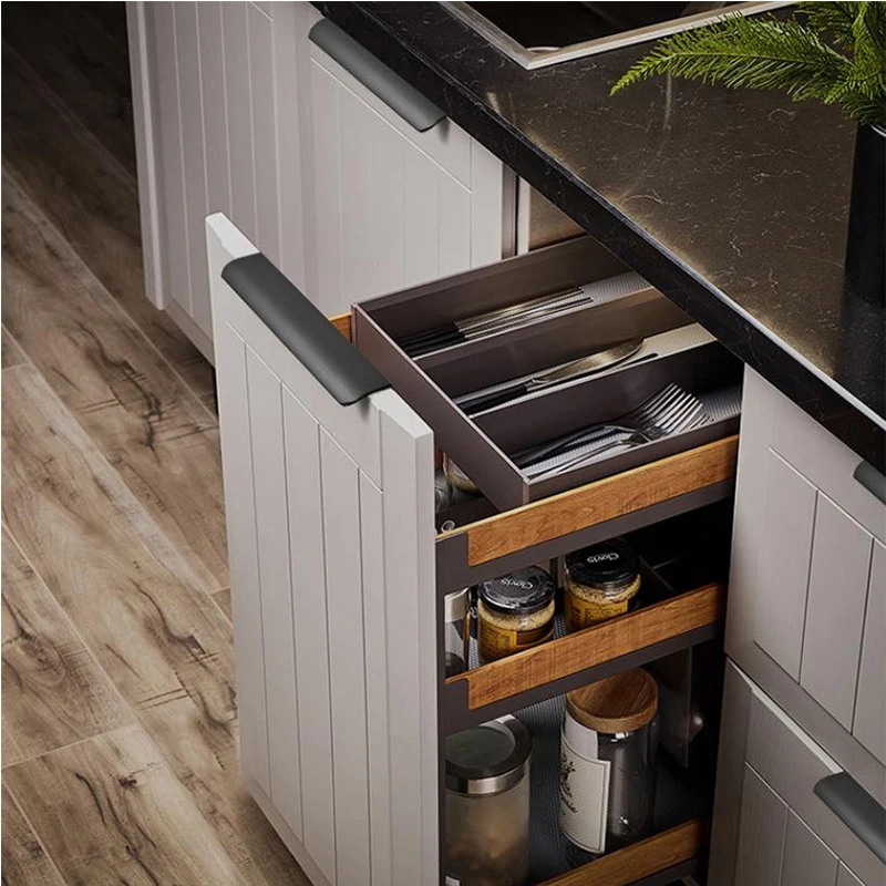 Wardrobe Door Handle Aluminum Alloy Non Perforated Circular Arc Invisible Long Handle Cabinet Edge Sealing Hidden Handle furniture handles kitchen door handles