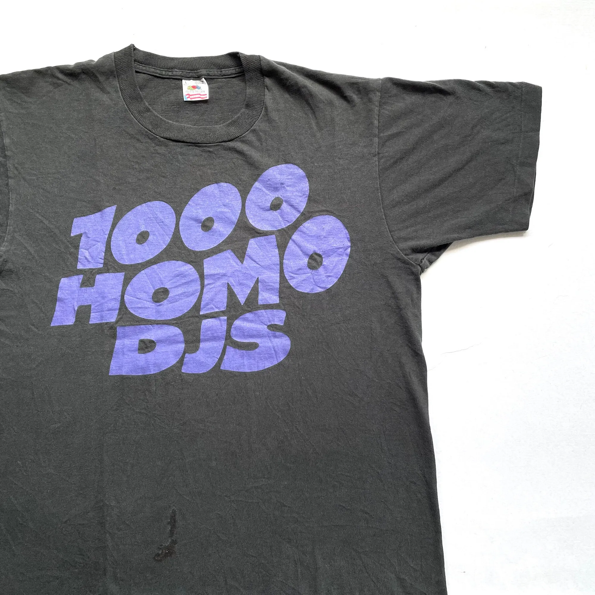 Maglietta Vintage Anni '90 1000 Homo Djs Taglia L (W 21.5 X L 28.5)