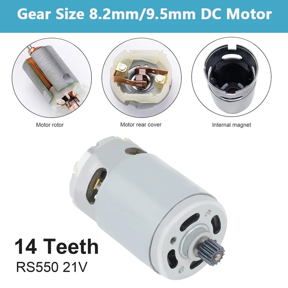 Micro Motor para Serra Alternada Furadeira Elétrica Mão Recarregável 14 Dentes Rs550 dc 8.2 mm 9.5 mm 21v