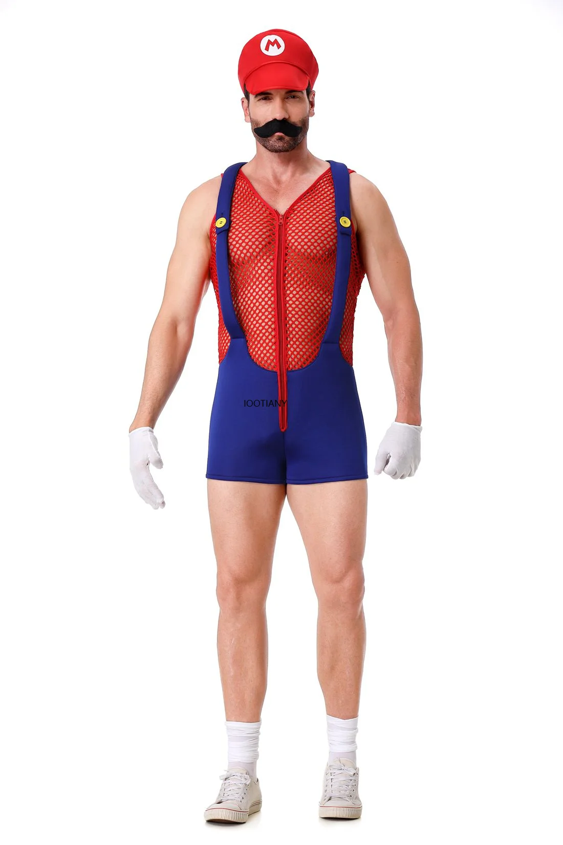 Cosplay Costumes Adult Halloween Anime Cartoon Cosplay Costume With Hat Sexy Men Red Blue Super Plumber Brother Fancy Set Carnival Party Dress Up