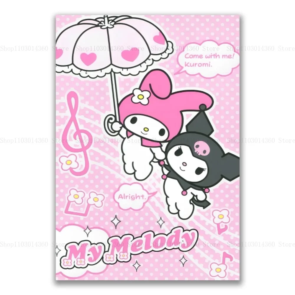 Póster adhesivo de dibujos animados Kawaii My Melody, pintura colgante de pared, exhibición de escritorio, decoración del hogar, material impreso de alta calidad