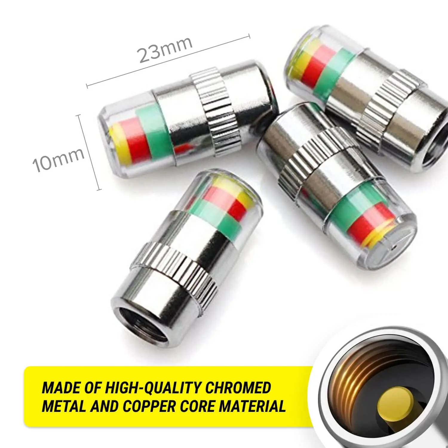 Tappi Ruote Luminosi Ankia, Tappi Con Indicatore Di Pressione Per La Valvola Del Tappi Ruote Auto - Foto 7