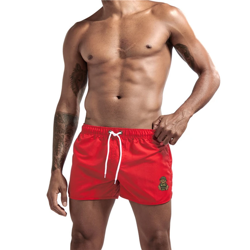 2024 Men's bear patterned swimsuit, branded shorts, sexy, low waisted, breathable, beach surfing 5