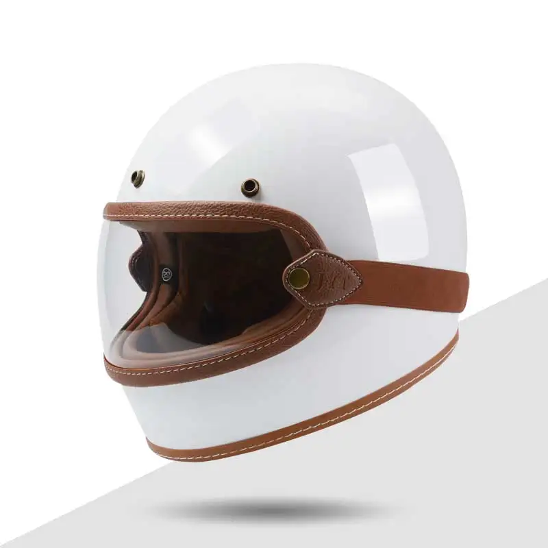

Low Profit Fiberglass Vintage Full Face Helmet Motorcycle Women and Men Riding Lightweight Motor Helmets With Clear Visor Dot
