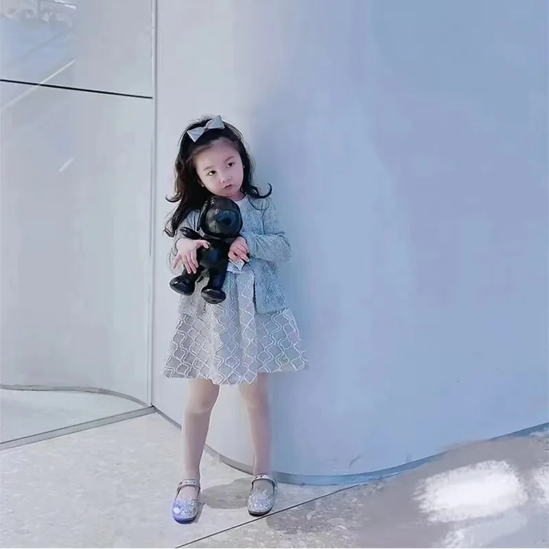 여아용 얇은 니트 긴팔 가디건, 에어컨 셔츠, 햇빛 차단 의류, 골드 할로우 코트, 용수철 가을 신상