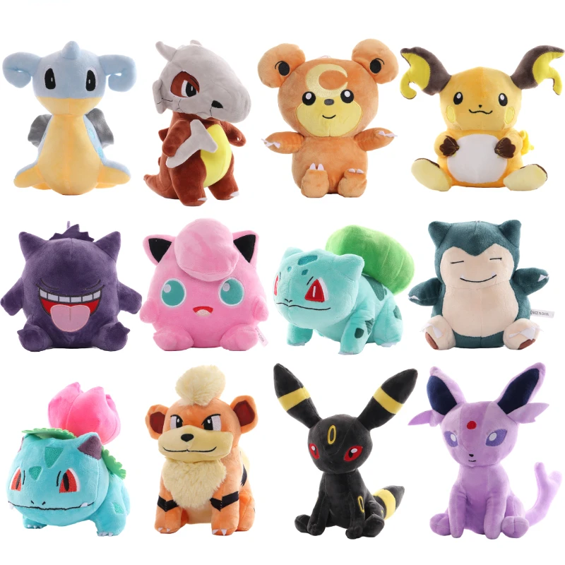 

Плюшевая игрушка Покемон 16-26 см, Аниме фигурки Пикачу, Raichu, Cubone, храп, Бульбазавр, гэнгар, джигги-паф, мягкие куклы, детский подарок