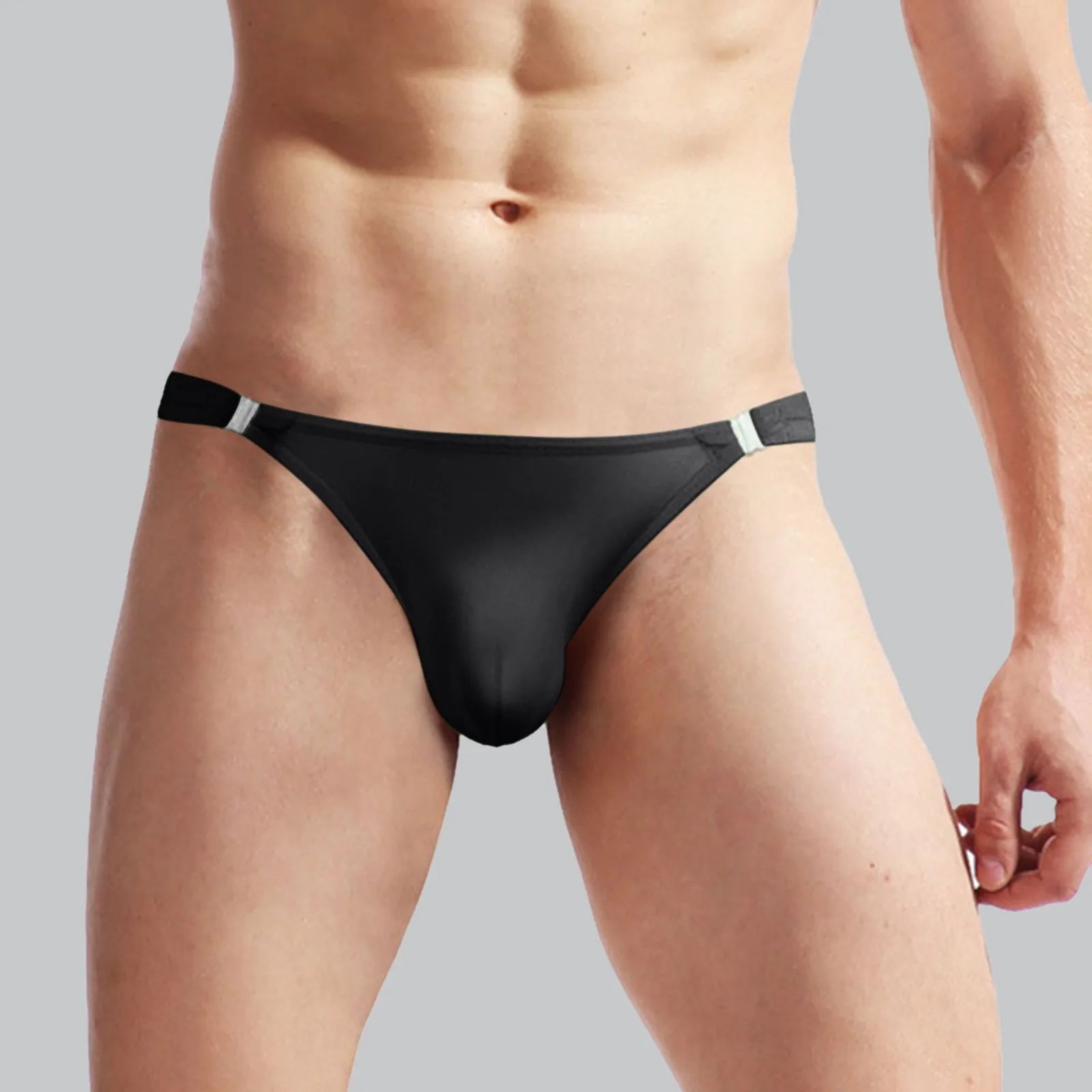 

Summer Ice Silk Trunks Men's Seamless Low Waist Buckle Briefs Panties sports Breathable Solid Bulge Pouch Cuecas Calzoncillos