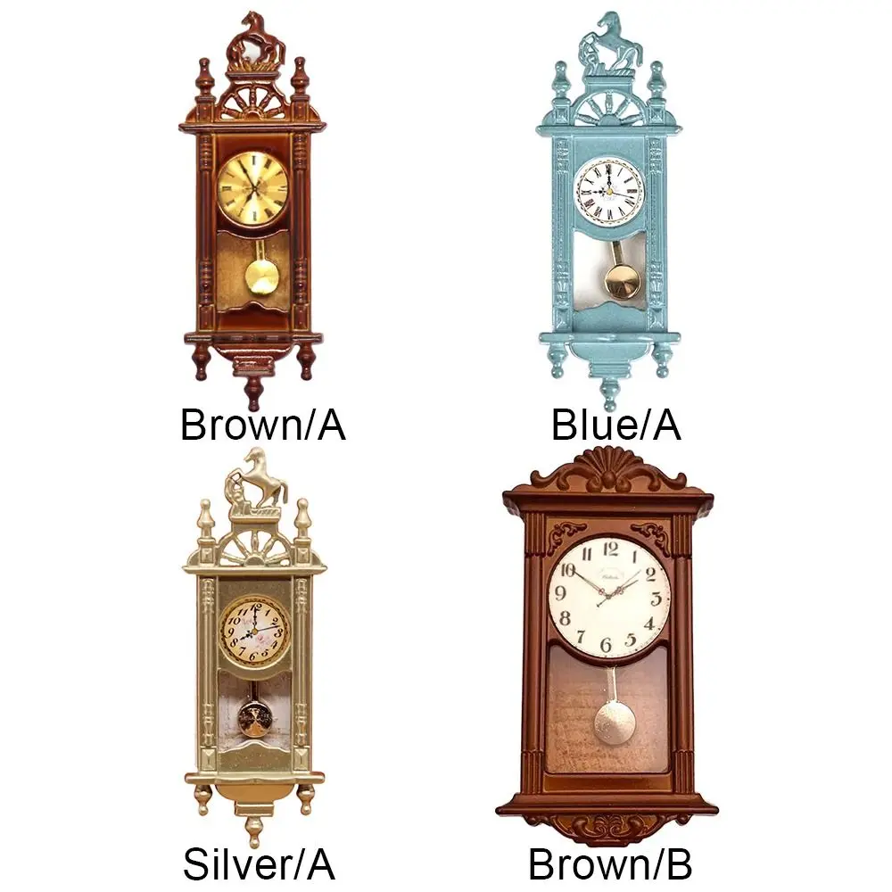 1:12 Scale Dolls Miniature Wall Clock Pretend Play Furniture Wall Clock Doll House Accessories 4