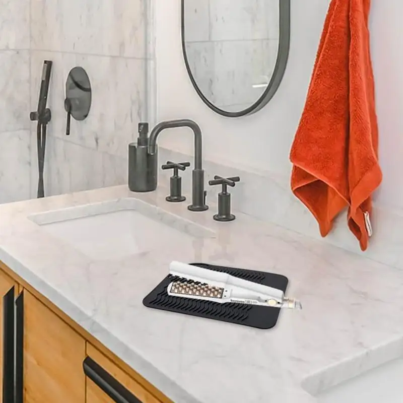 Silicone Hair Curling Wand Cover Hair Straightener Storage Bag Hairdressing Curling Iron Insulation Mat Heat Resistant Pouch