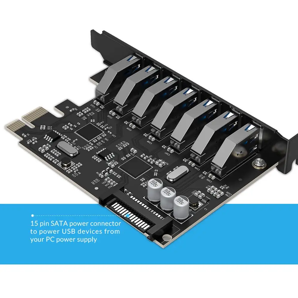 Orico Pvu37u-v1 Supervelocidade Usb 3.0 Porta Pci-e Express Cartão com um Conector de Alimentação Sata 15pin Pcie Adaptar Vl805 e Vl812 Pci-e - Imagem 6