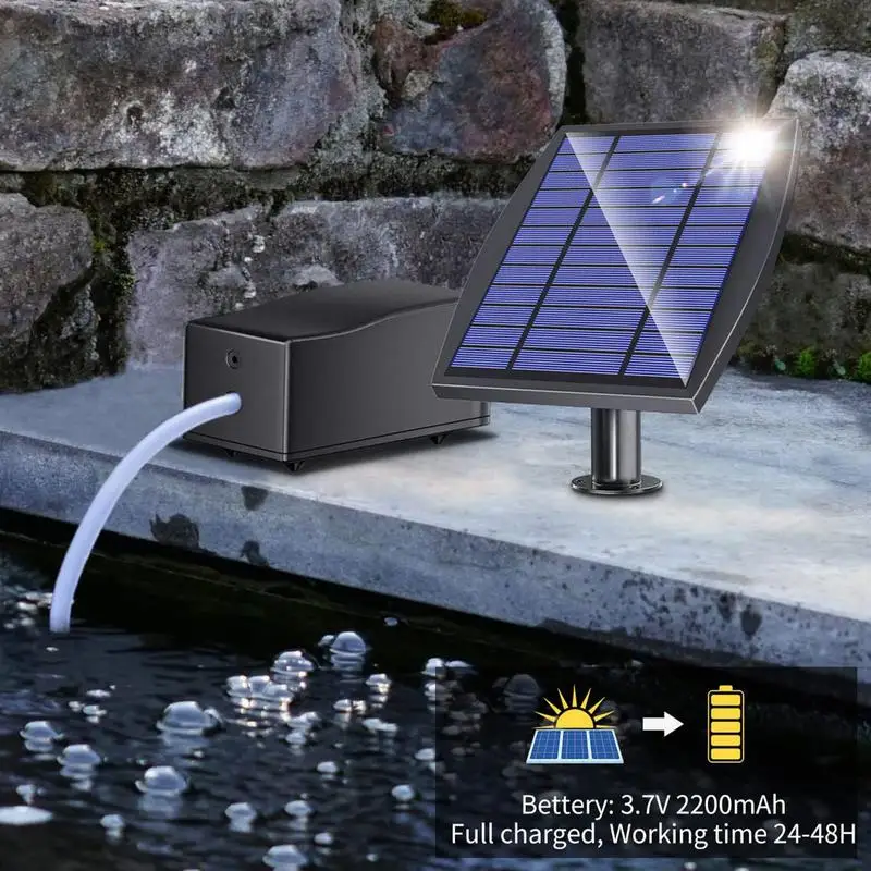Fish Tank Aerator Oxygen Pump Solar Aerator With Three Modes Portable Pond Bubbler Fish Tank Oxygenator For Hydroponic Plants