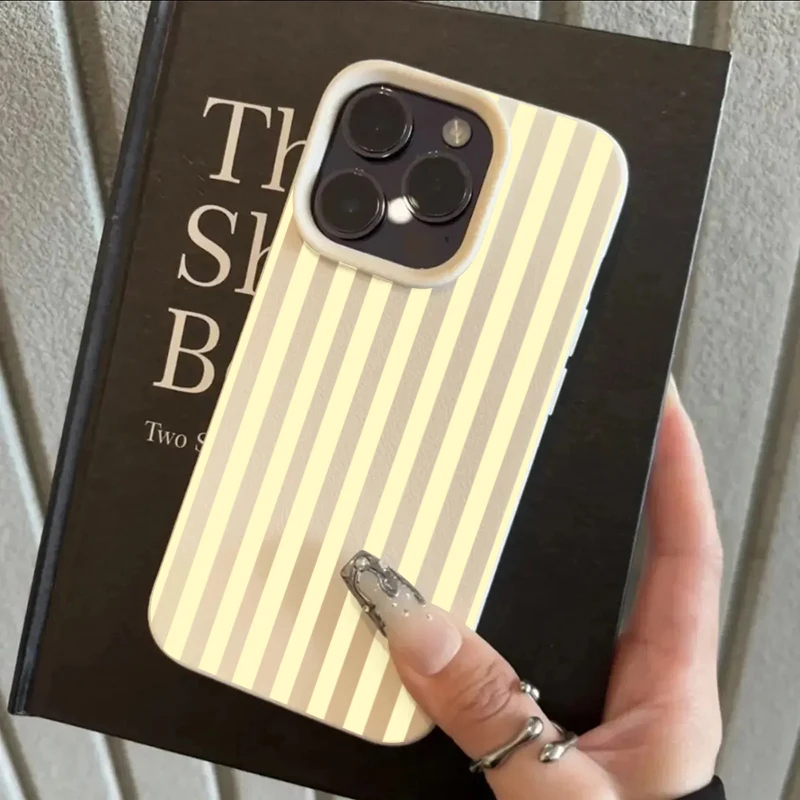 Fashionable Yellow Striped Soft Minimalist Shockproof Matte Silicone Phone Case