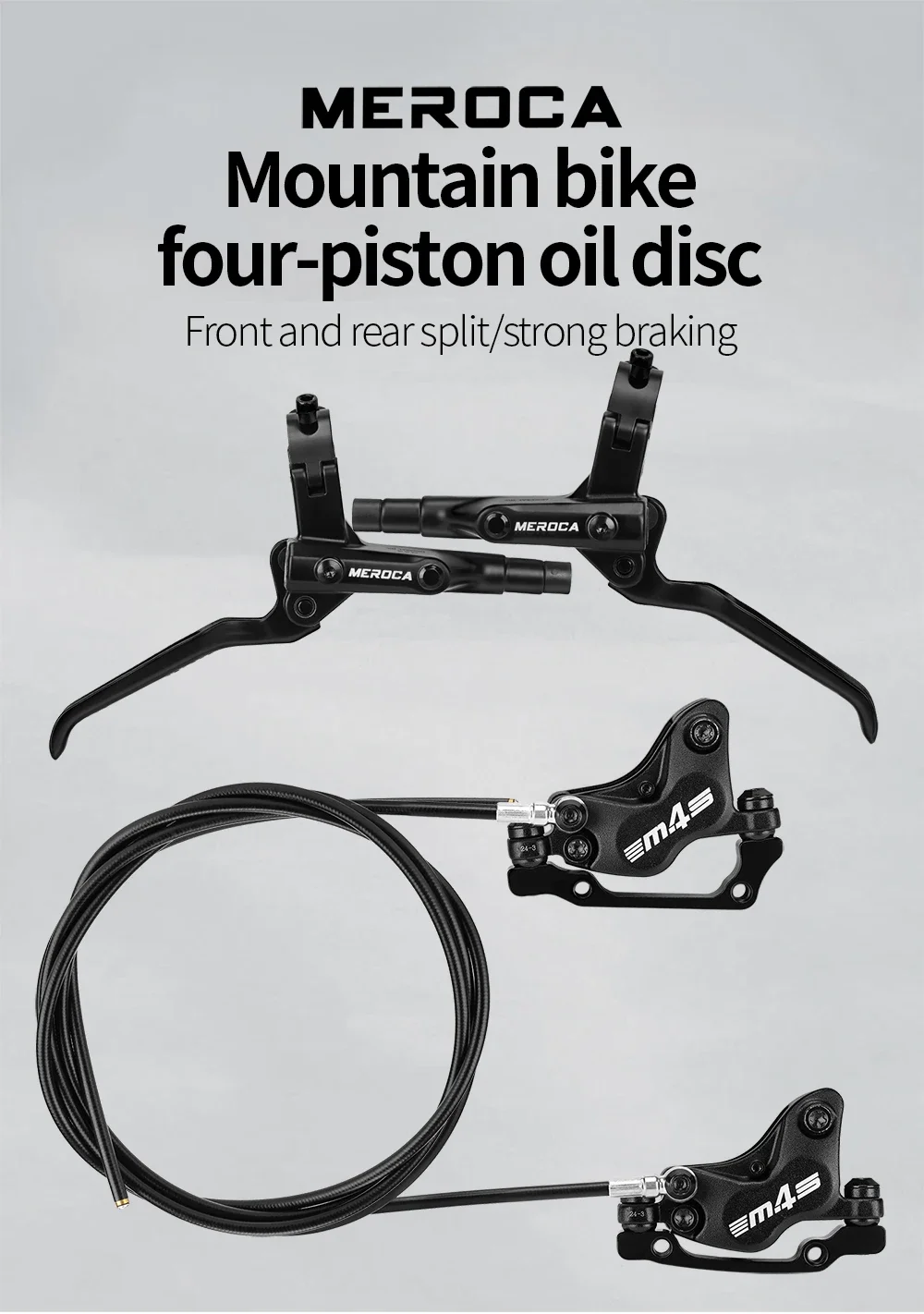 Description Picture 2 of itemMEROCA M4S 4-Piston Split Type Bicycle Hydraulic Brake Oil Pipe Front 850mm Rear 1600mm Length for Mountain Bike Brakes