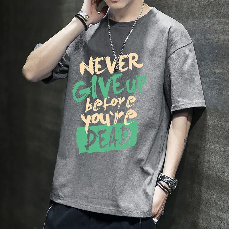 thumbnail image 1 of Camisetas holgadas para hombre, camisetas de algodón 100% para hombre, camisetas de hip hop con letras, ropa barata, cómoda, elegante y a la moda, 1 of 5