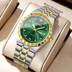 Luxury Men's Quartz Wristwatch with Fashion Green Dial and Stainless Steel Band (Mix Green No Box)