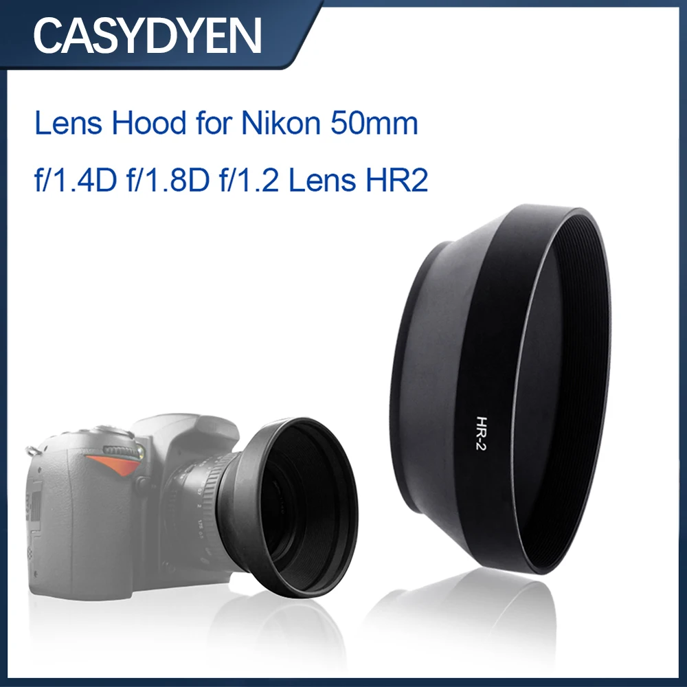 Металлическая бленда для объектива широкоугольная для Nikon 50mm f/1.4D f/1.8D f/1.2 объектив заменить для Nikon HR-2 объектив тень объектив крышка капюшон защита