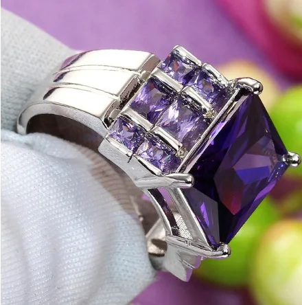 Elegant Dark Purple CZ 925 Sterling Silver Women's Wedding Ring – Charming Engagement Band Gift