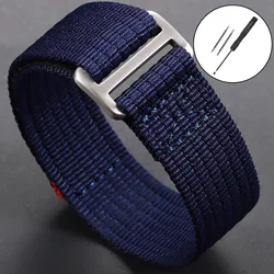Durable Nylon Canvas Military - Style Watch Band - Universal Wristbelt - 22mm (Blue)