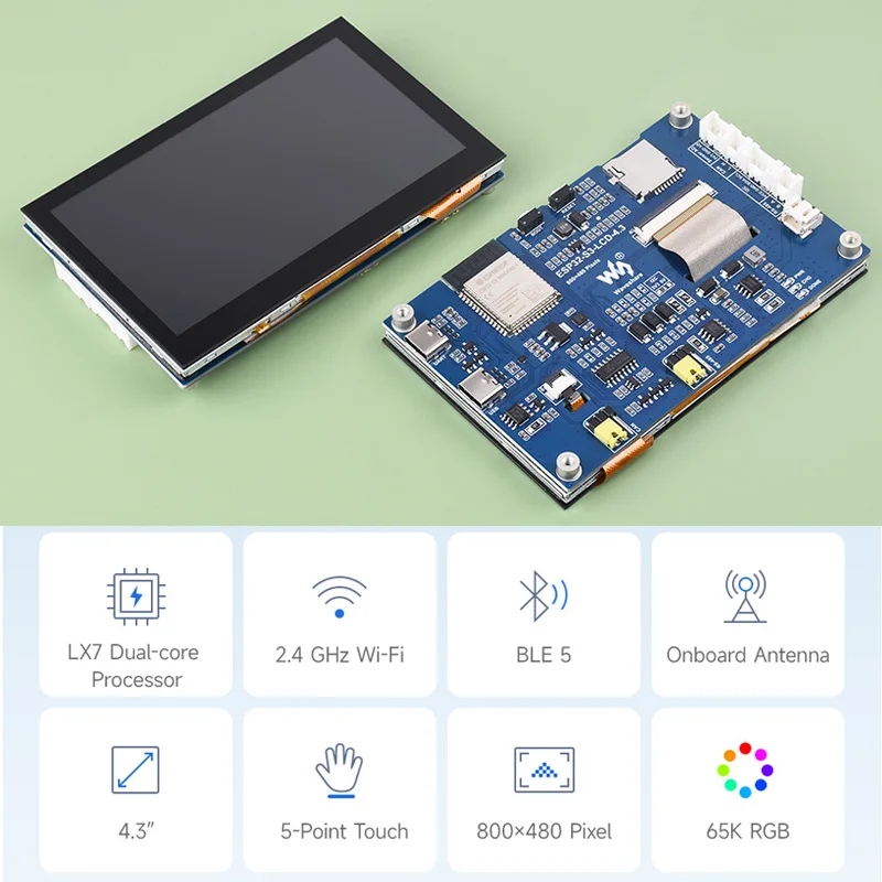 ESP32-S3  ġ ÷  , ׳   , 800  480, 32 Ʈ LX7  ھ μ, 4.3 ġ