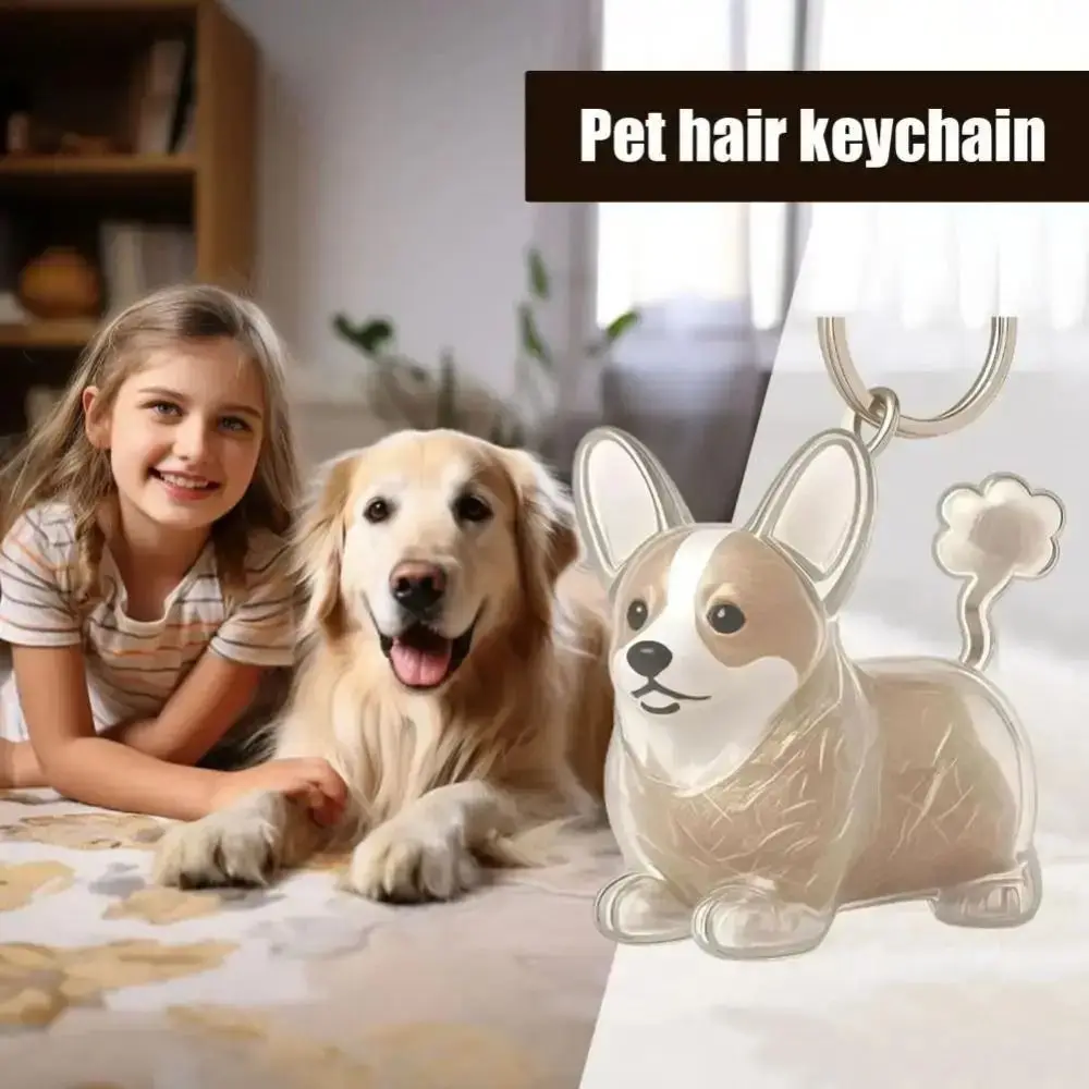 Cute Cartoon Dog Hair Storage Box & Transparent Keychain - DIY Handmade Acrylic Puppy Pendant