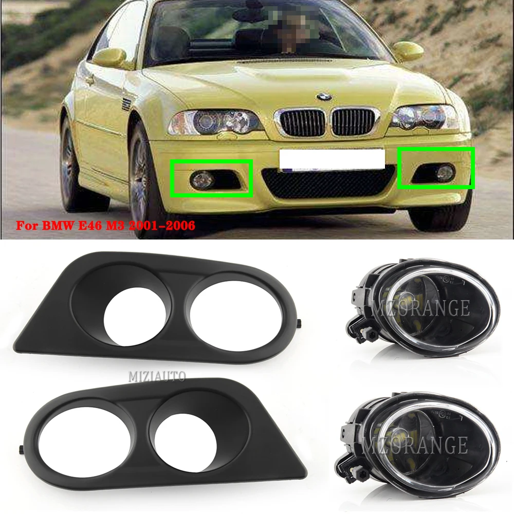 ForBMWE46M3200120062pcsCarLedFogLightCoversGlossyBlack