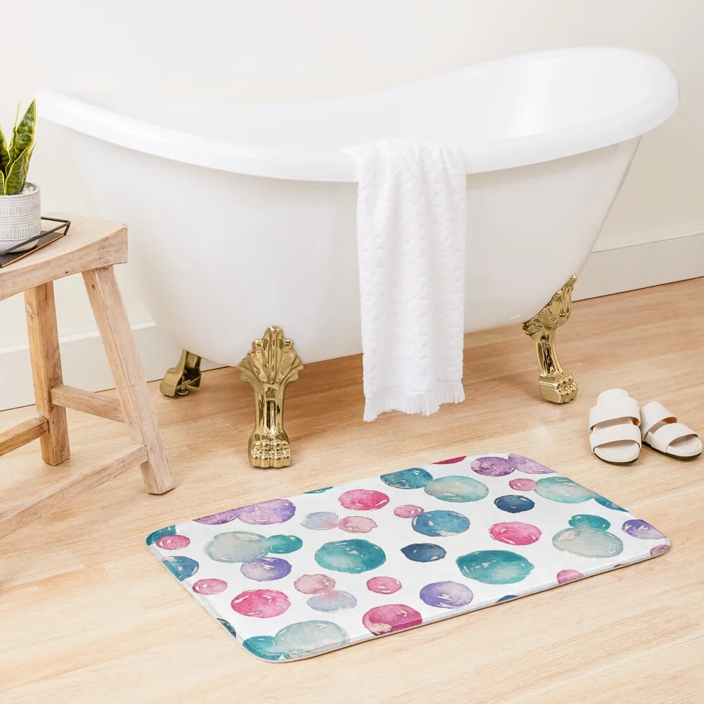 

polka dots watercolor multicolor trendy pattern Bath Mat Front Door Rugs Baths Toilet Floor Mat