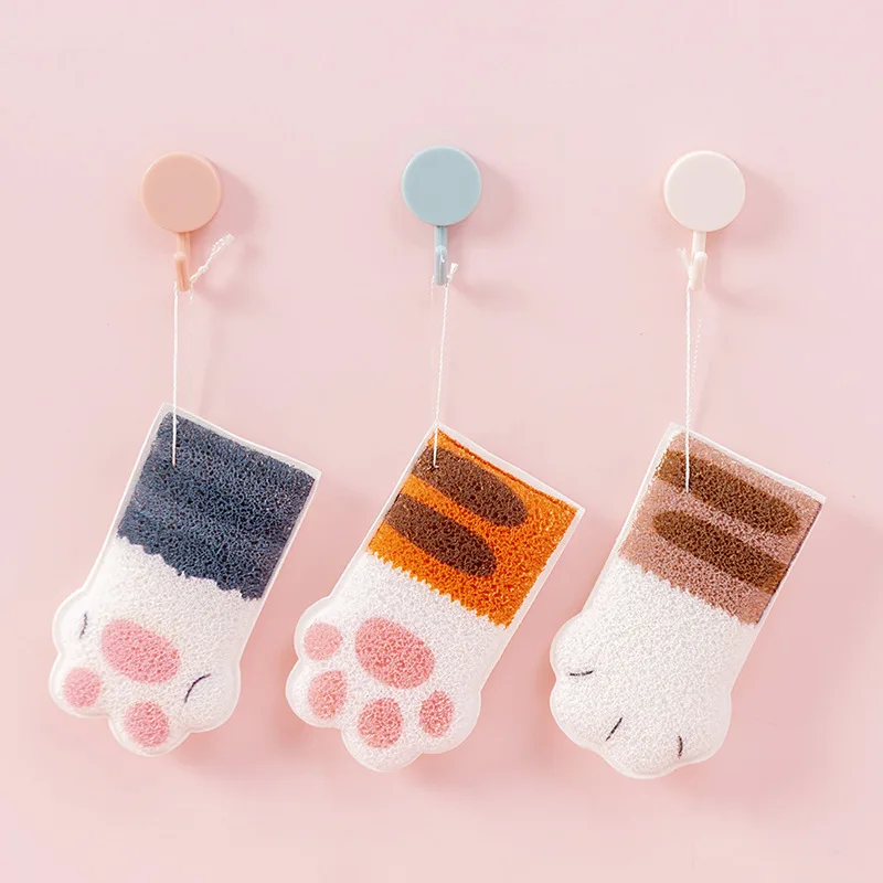 Smooth Bath Sponge Elastic Cute Cat Paw Bathing Sponge Adult Baby Body Wash Brush Clean Brush Bath Towel baby bath sponge shower sponge ball