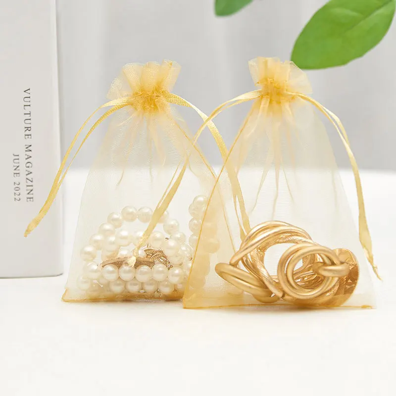 100 stücke 7x9 cm 10x12 cm Bunte Organza Beutel Verpackung Beutel Beutel Organza Geschenk taschen Für Schmuck Hochzeit Party Decor Kordelzug Beutel – Detail 12