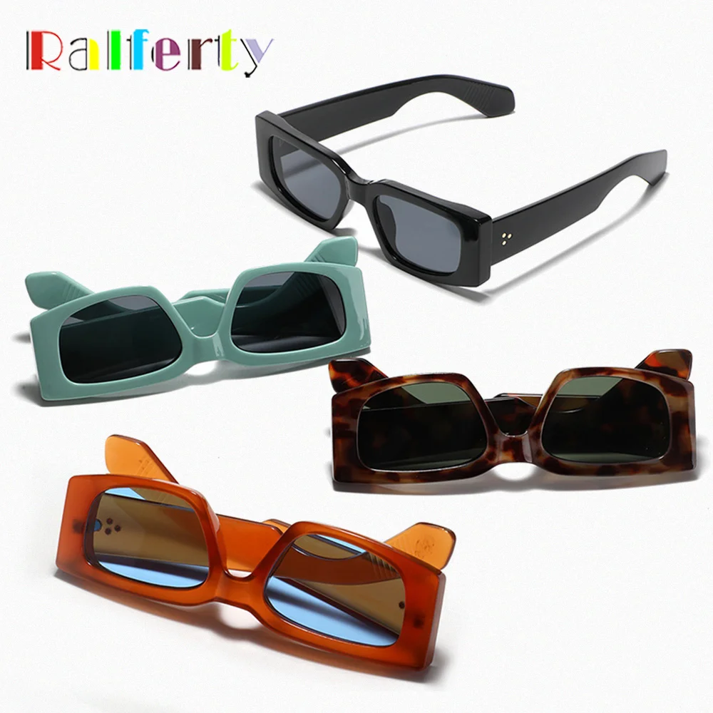 Ralferty Vintage y2k rectangular Sunglasses Women Designer 2025 UV Protection Sun Glasses For Women Men White Green Outdoor 5