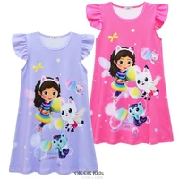 Gabbilé-Robe de nuit à manches volantes pour enfants, vêtements de nuit de dessin animé pour enfants, robe pyjama d'été pour filles, costume de maison de courses, plus récent 1
