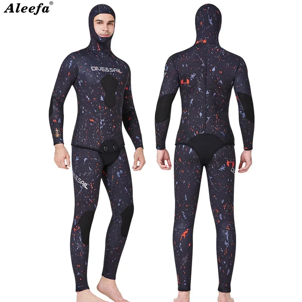 Premium Wetsuit 3MM 5mm 7MM Men CR Neoprene Open Cell  Spearfishing Diving Suit Camouflage Camo Hooded Free  Scuba Dive