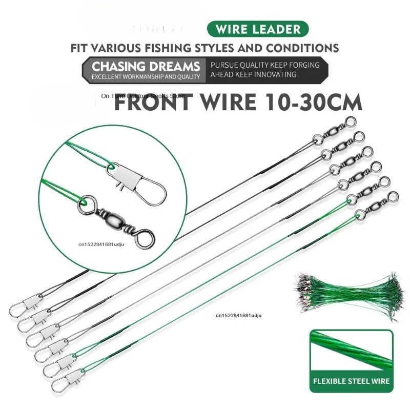 Description Picture 3 of itemNew 10PCS Anti Bite Steel Fishing Line 15-30cm Steel Wire Leader with Swivel Fishing Accessory Lead Core Leash Fishing Wire
