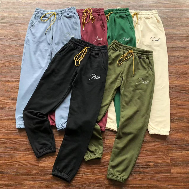 

New Embroidery Rhude Sweatpants Men Women Loose Drawstring Joggers Pants