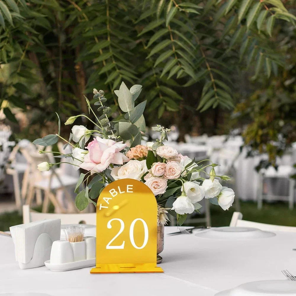 Acrylic Gold Mirror Wedding Table Numbers Wedding Table Signs Numbers Decor with Stand