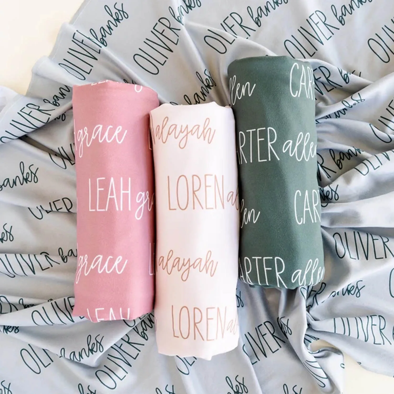 LVYZIHO Personalized Name Swaddle Set , Baby Name Hat, Bow, Baby Swaddle, Modern Font Duo