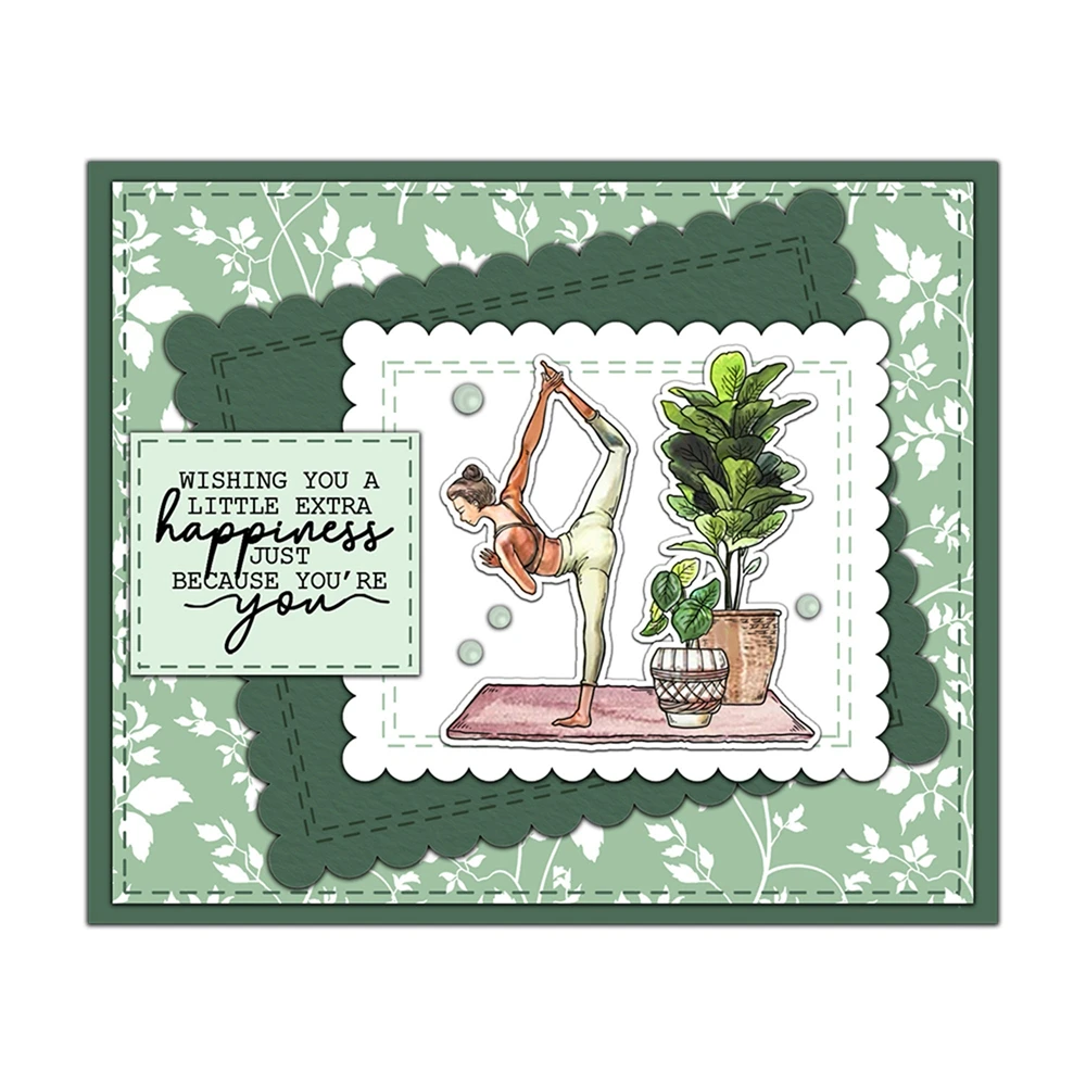 Metal Cutting Die/Clear Stamp Healthy Sporting Yoga Women DIY Crafts Card Album Making Scrapbooking Stencil