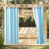 2 Panels Striped Outdoor Grommet Fliter Curtains For Patio, Gazebo And Cottage, Soft Fabric, Privacy, Weatherproof, Waterproof 5