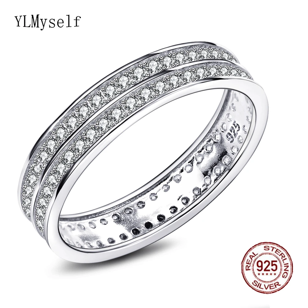 

35% OFF Clean Stock Real 925 Silver Ring Setting Full Sparkly Rectangle Zircon Size 6 7 8 Fine Jewelry For Women