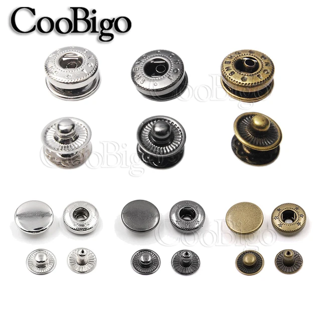 50set Leather Snap Fasteners Kit,10mm 12mm 15mm Metal Button Snaps Press  Studs,4 Installation Tools, Leather Snaps For Clothes