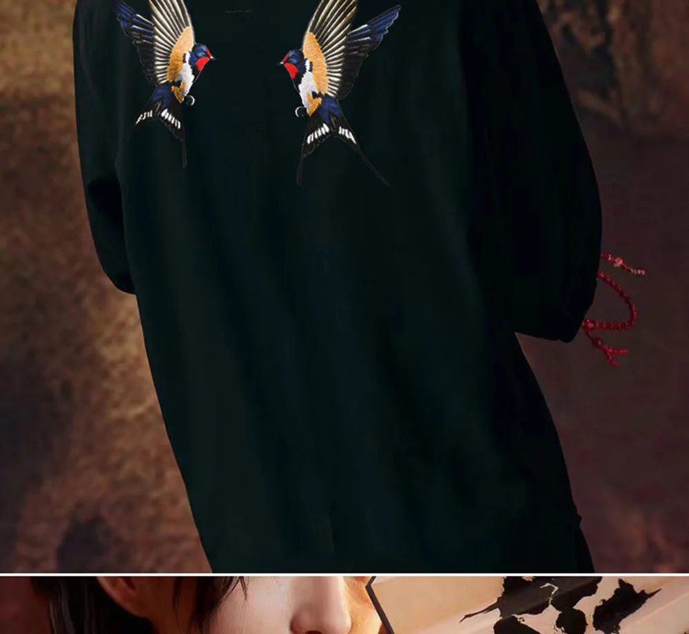 Stickerei-Stoff-Aufkleber im chinesischen Stil, Schwalben-Patch, Bügeleisen auf Kleider taschen Dekorative Applikationen, 1 Stück – Detail 5