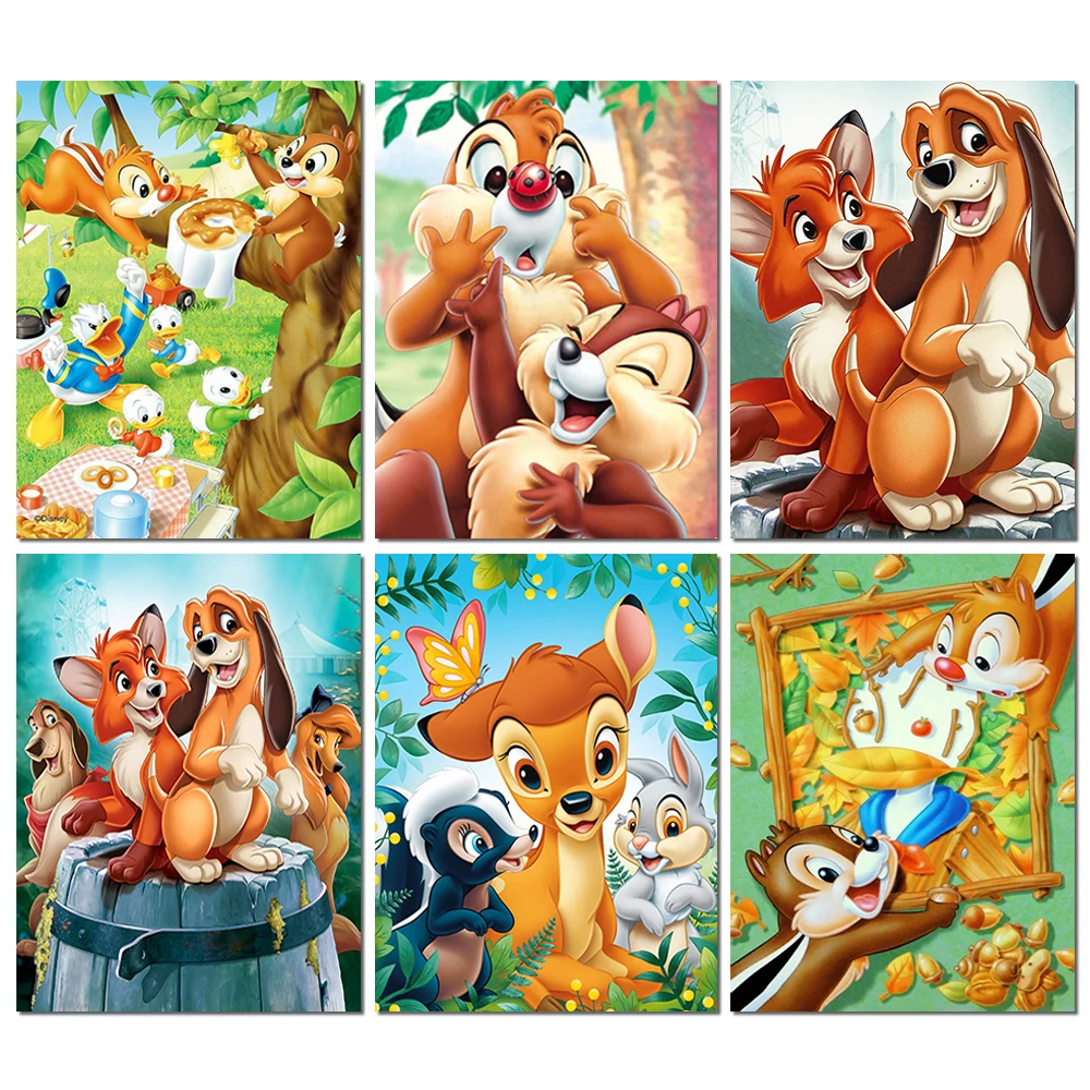 

New 5D DIY Disney Diamond Art Painting Chip 'n' Dale Cross Stitch Mosaic Chipmunk Brother Rhinestone Embroidery Home Decor Gift