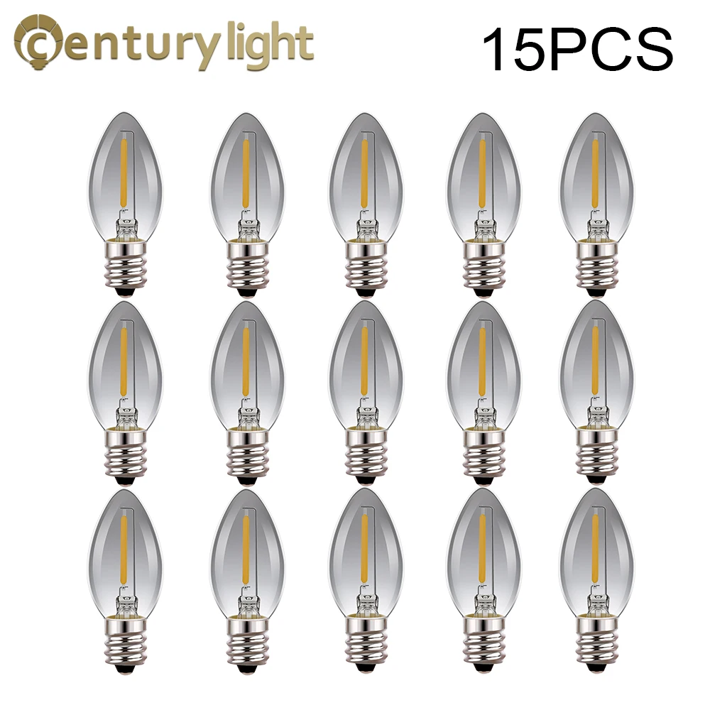 

15pcs Retro Led Mini Night Bulb C7 Candle Lamp E12 E14 Base Smoke Grey Glass 2700k 4500k Dimmable Candelabra Bulb For Chandelier