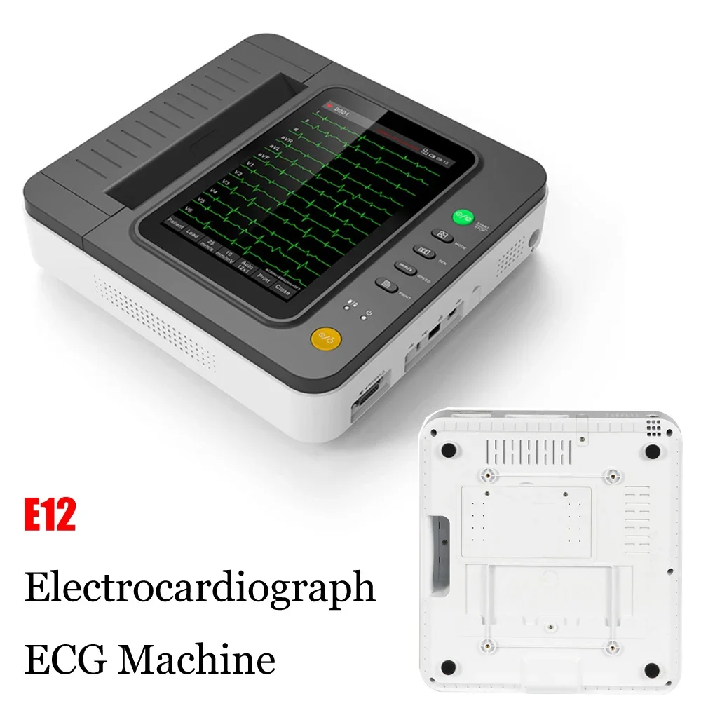 CONTEC Digital 12 Channel/Lead EKG+PC Sync software Color HD Display Touch Screen E12 Electrocardiograph ECG Machine