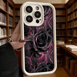 Cover per telefono Anti-Slip in TPU con Rose Rosa Scuro Eleganti - Protezione Completa di Lusso