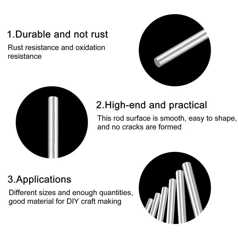 Stainless Steel Round Shaft Rod Stainless Steel Round Rod 1-5pc 1mm~14mm For DIY Craft Tool