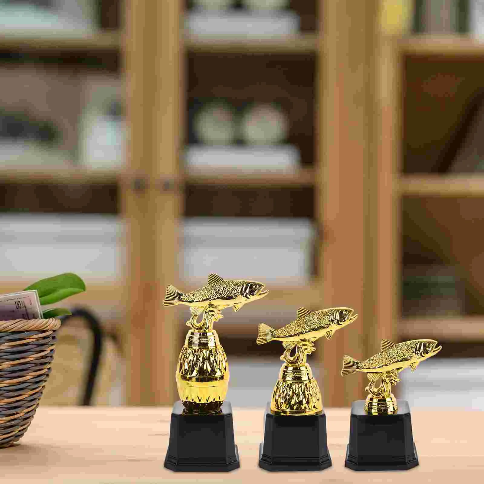 3 Pcs Miniature Trophy Child Trophies Fishing Winner Awards Plastic Decor for School